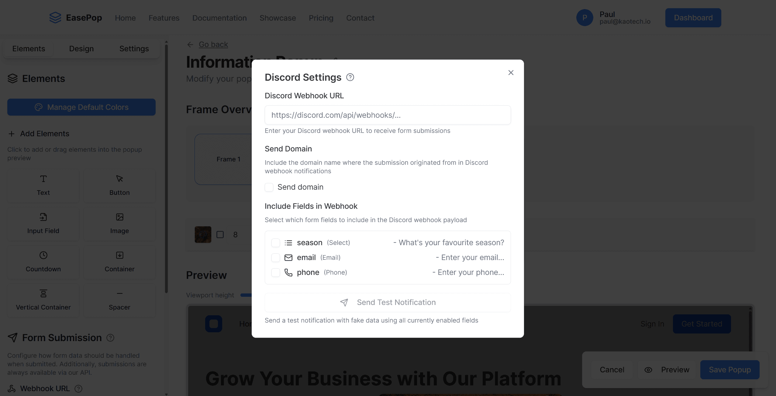 Discord Integration Settings